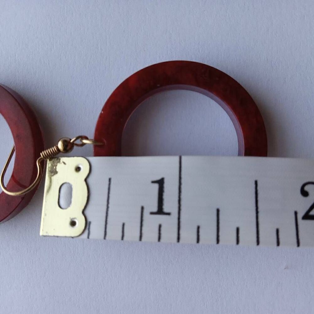5/$50 Red resin circle earrings - Picture 3 of 4